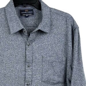 Nickel & Iron Men’s Large Button Front Blue Mottled Long Sleeve Shirt Cuff